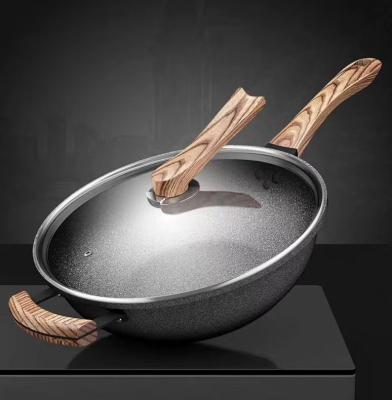 China Stocked Kitchen Stove Grill Cast Iron Skillet Stainless Steel Stick Top Non Cooking Pan for sale