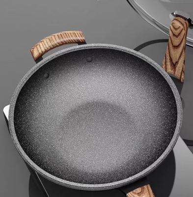 China Stocked Hot Kitchen Non Care Stick Frying Pan Stainless Steel Cookware Cooking Pan for sale