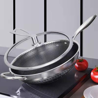 China Hot Selling Non-stick Pans Wok Set Stainless Steel Wok Cookware Deep Cooking Gas Stove Induction for sale