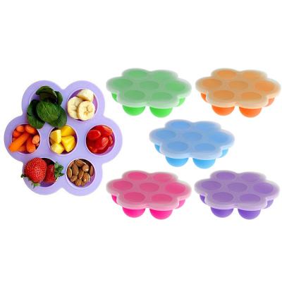 China Fresh Preservation Silicone Baby Food Freezer Tray Homemade Egg Bite Storage Container Storage with Clip Cover Lid Stackable Reusable Storage Molds for sale