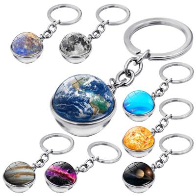 China We have 10000 styles for you to choose planet glass ball key chain galaxy keychain trinket gift planet glass ball galaxy keychain galaxy nebula outer space earth Sun Keychains dangling planet for sale