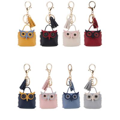 China We have 10000 styles you need to choose PU Design Multicolor Mini Coin Purse Tassel Pouch Bag Animal Keychain Owl Key Holder Rings Leather Owl Small Bags Keychain Square for sale