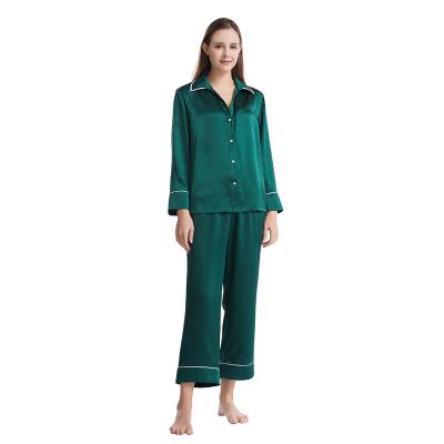 China QUICK DRY silk shiny satin factory wholesale pure silk pajama sleepwear pajama sets for women gift for sale