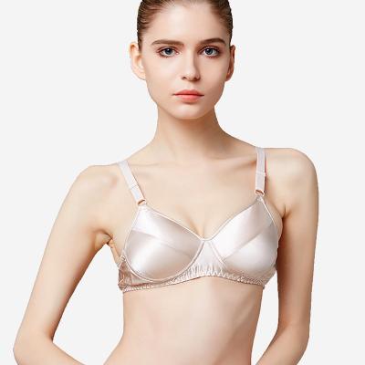 China Wholesale 100% Satin Wireless Custom Silk Wire Free Bra Women QUICK DRY Breathable Anti-allergy Brassie for sale