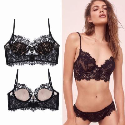 China New exposure large French soft lace slim style sexy women's U back QUICK DRY gathered bra for sale