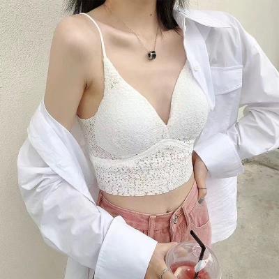 China Anti-pilling spring and summer comfortable back bra no steel ring camisole permeable vest built in bra seamless stretch camisole for sale