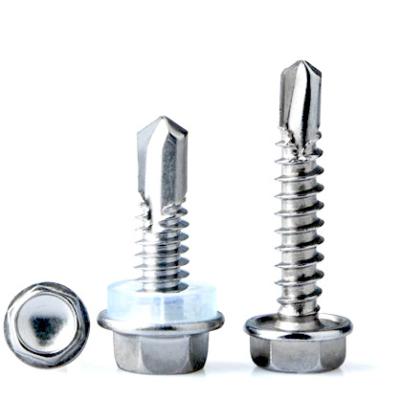 China Hex Hex Head Stainless Steel Tek Self Drilling Hex Screw With Rubber Washer for sale