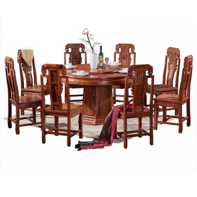 China Wholesale Chinese Living Room Solid Wood Round Dining Table MESA Wooden Comedor Dining Room and Chair Combination Furniture for sale