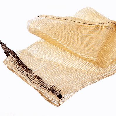 China Beige, yellow, green, red 100% polypropylene firewood mesh pocket bags with drawstring or overlock for sale