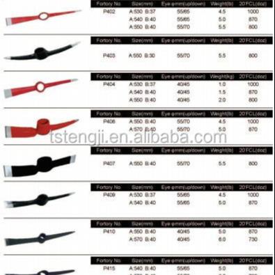 China 2022 plastic pickaxe shape Tangshan factory madeinchina steel handle for sale