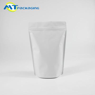 China Resealable Stand Up Plastic Bags Matte White Color One Way Exhaust Valve for sale