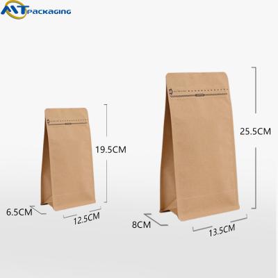 China Brown Waterproof Kraft Paper Coffee Bags With Valve And Zipper Logo Printing for sale