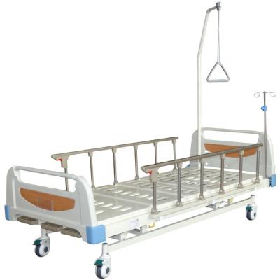 China Medical Manual Medical Bed Mechanical Hospital Bed 3 Crank With Monkey Pole Manual Hospital Beds for sale