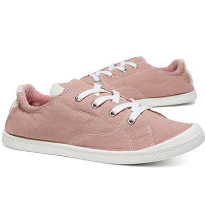 China Fashion Trend Solid Color Sports Autumn Ladies White Rubber Sole Casual Colorful Canvas Shoes for sale