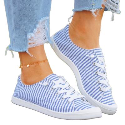 China Fashion Trend New Designer Cotton Cheap Fashion Printed Striped Printed Sports Low Cut Canvas Sneakers Shoes For Women for sale