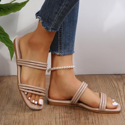 China Fashion Bow Sandals 2022 Classic Comfortable Sandals Flat Shape Lightweight Slippers For Women Slides Cork Sole Microfabric Sandals for sale