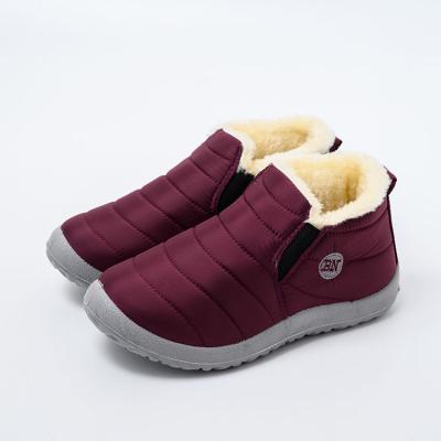 China Customizable Winter Round Toe Warm Shoes Fake Fur Nylon Top Women's Unique Rubber Snow Boots for sale