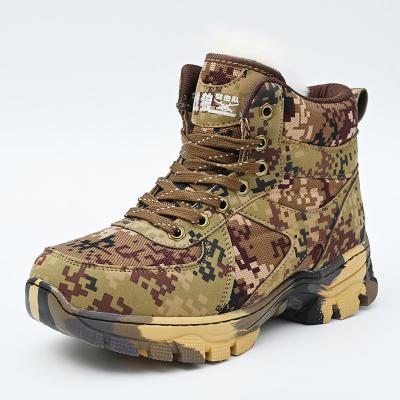 China Thick Warm Nylon Fur Brown Camouflage Sole Rubber Men's Army Outdoor Hiking Tactical Boots for sale