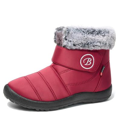 China Unique Customizable Casual Thick Striped Women Lit PU Solid Color Warm Boots New Design Fashion Fur Snow Boots for sale