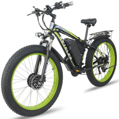 China 26AH 2000W High Power Two Wheel Drive Dual Motor Elektrische fiets met 26x4.0 inch Fat Tire Te koop