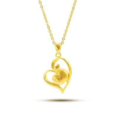 China Fashion Romantic 24k Gold Pendant Necklaces For Women Wedding Engagement Jewelry Apple Heart Shape Yellow Gold Necklace Chain Choker for sale