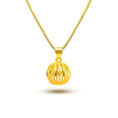 China Fashion Wedding Gold Romantic Necklace Women's Jewelry Charm Hollow Ball Pendant With Chain For Girlfriend Birthday Gifts for sale