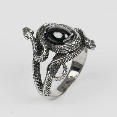 China JZBX0035 European and American men's black zircon snake ring hip-hop style male hiphop and female punk ring for sale