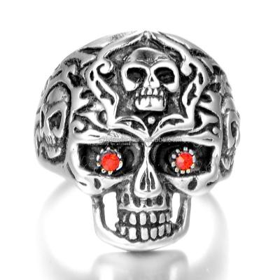 China JBX002 Punk Mens Stainless Steel Rings Hip Hop Jewelry Skull Head Ring for sale