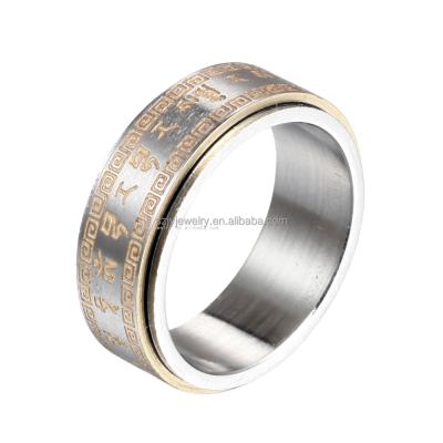 China Hiphop JBX005 Rotating Six-Character Incantation Titanium Steel Male And Female Stainless Steel Punk Ring for sale