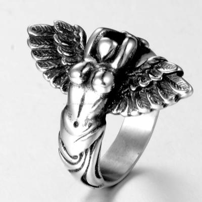 China JBX0015 Hiphop Explosive Stainless Steel Jewelry Angel Making Wings Ring Men Women Titanium Steel Rings for sale