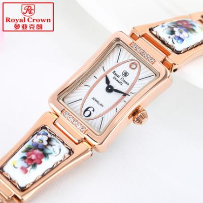 China Elegant Automatic Date 6431 Strap Ladies Wristwatch Shining Diamond Jewelry Watch Ceramic Images Band Quartz Watches Royal Crown for sale