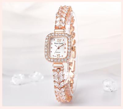 China Automatic Date Trend Design Fashion Rose Gold Women Pretty Inlaid Diamond Quartz Watch for sale