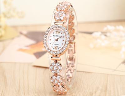 China Royal Date 1516B Automatic Ladies Crown Jewelry Watch Diamond Details Quartz Bracelet Watch For Small Wrist Women Luxury Rose Gold Watch for sale