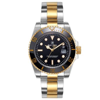 China Top brand luxury men automatic date 8710 waterproof gold stainless steel men's wrist quartz clock sport casual watch for sale