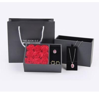 China Festival Gifts BOXS001 Drawer Style Rose Flower Valentine's Day Gift Jewelry Set Box For Girlfriend for sale