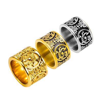 China Hiphop JBX0020 Retro Personality Four Big Beasts Polished 316 Titanium Steel Ring for sale