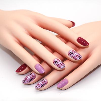 China Sweet Design Wind Acrylic False Nails Pre Glue False Nail Tips 24pcs Nail Patch for sale