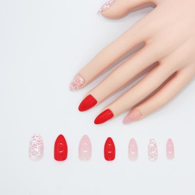 China Design full cover nails tip red stileetto fake nails for ladies fake nails wholesale for sale