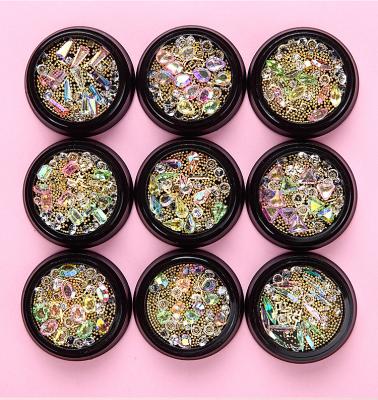 China 2019 new next rhinestone nail art black box nail art jewelry and metal mix nail art decoration for sale