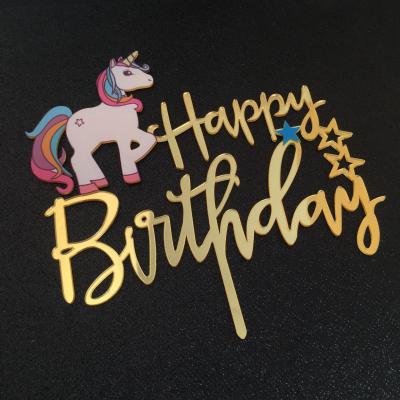 China High Quality Unicorn Acrylic Birthday Cake Topper Happy Birthday Wedding Party Decoration for sale