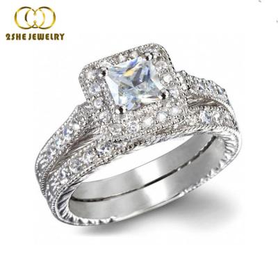 China Sterling Silver Fashion Cubic Zirconia Engagement Ring Set for sale