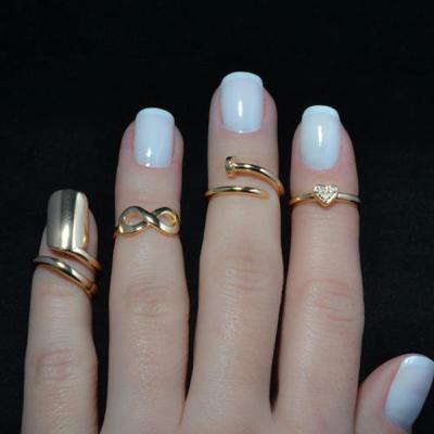 China Full Set 2SHE Silver / Silver Gorgeous Brass Finger Knuckle Base Midi Ring for sale