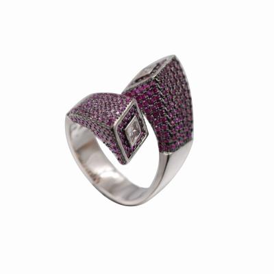 China Hiphop High Quality 2 Color Plated Micro Pave Big CZ Punk Ring for sale