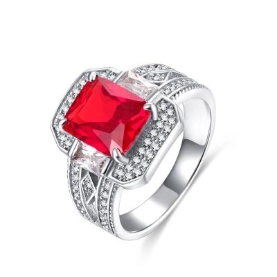 China FASHIONABLE High Quality 2SHE Micro Pave Classic Red CZ Stone Ring for sale