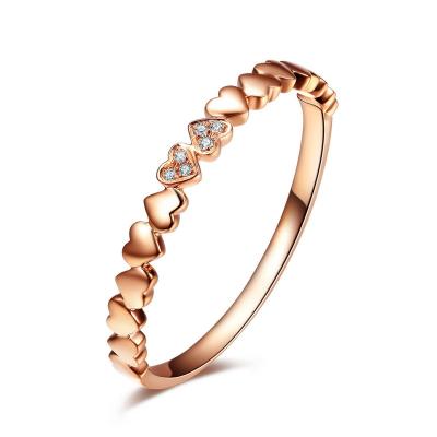 China Silver Rose Gold Plated Heart 925 Sterling Silver Band Ring for sale