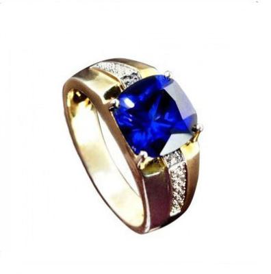 China Beautiful Gold Plated 2SHE Cubic Zirconia Silver Hot Selling 925 Sterling Silver Rings For Men for sale