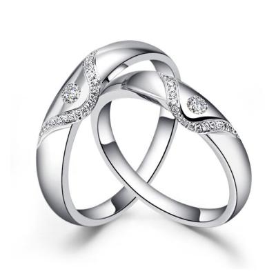 China Simple Elegant Wedding and Engagement Rings Silver Custom Name for sale