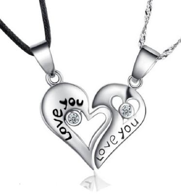 China 925 Sterling Silver High Quality Two Halves Heart Pendant for sale