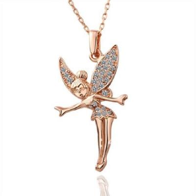 China Silver Rose Gold Plated 925 Sterling Silver Tinker Bell Necklace for sale