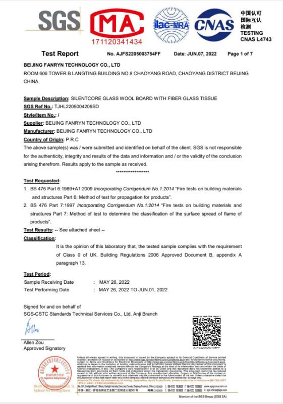 BS476 FIBERGLASS BOARD - Beijing Fanryn Technology Co., Ltd.